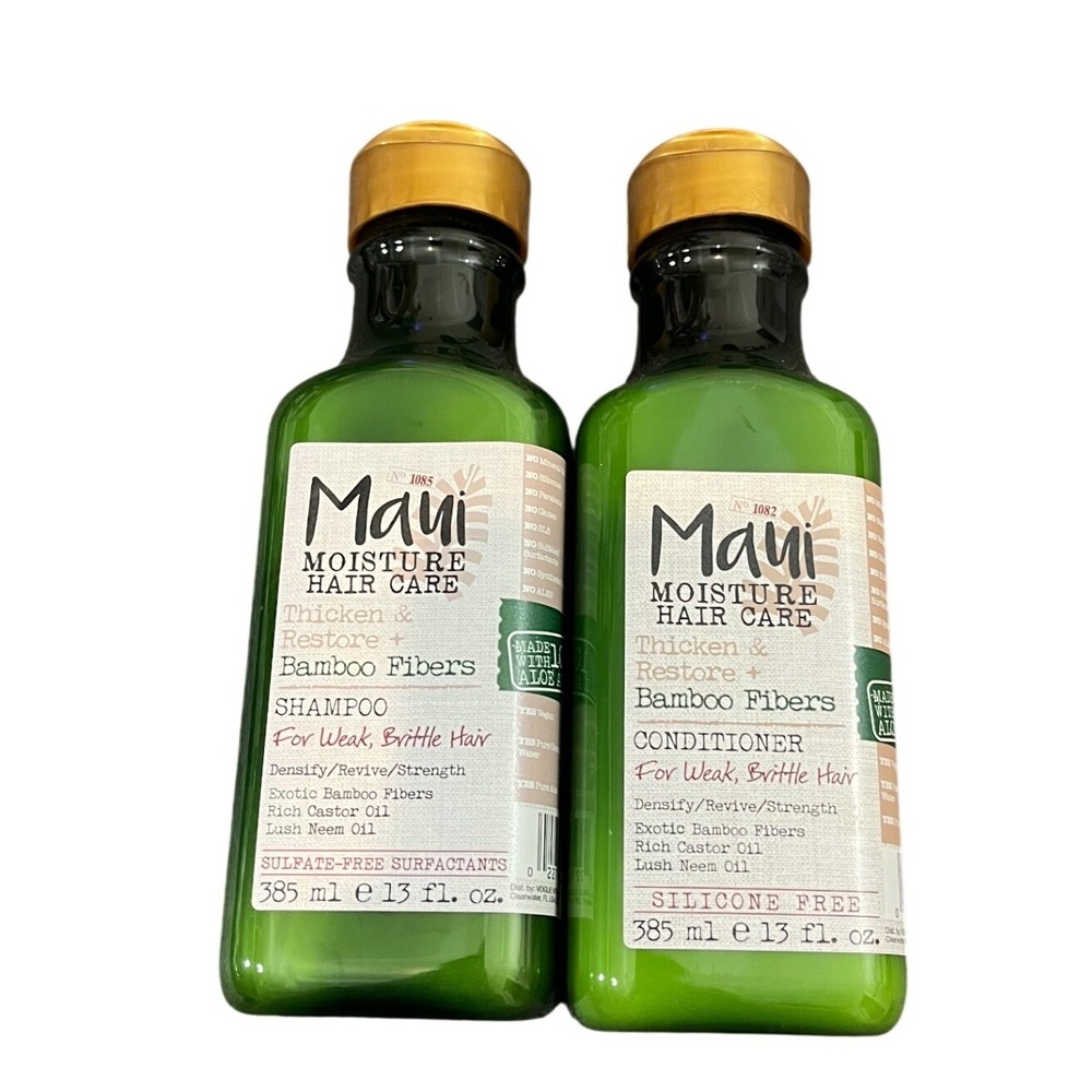 Maui Moisture Shampoo and Conditioner Unisex 13oz Green Thicken & Restore Bamboo